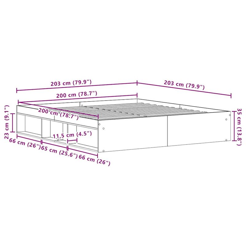 Casa si Gradina - Mobilier - Paturi si accesorii - Paturi - Cadru pat fara saltea, stejar negru, 200x200 cm, lemn prelucrat - Infinity.ro