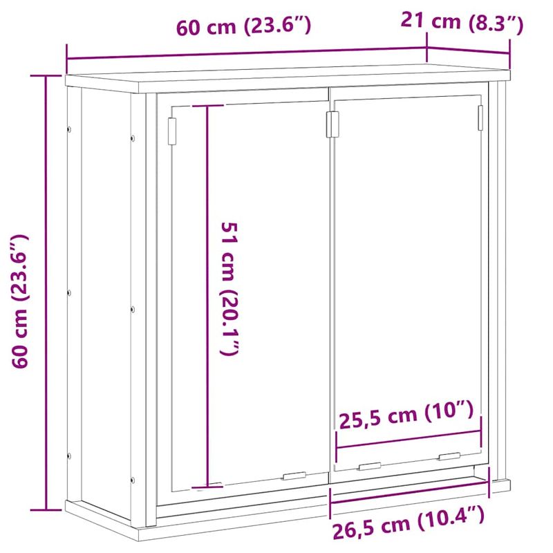 Casa si Gradina - Mobilier - Mobilier baie - Corpuri baie - Dulap de baie cu oglinda stejar afumat 60x21x60 cm - Infinity.ro