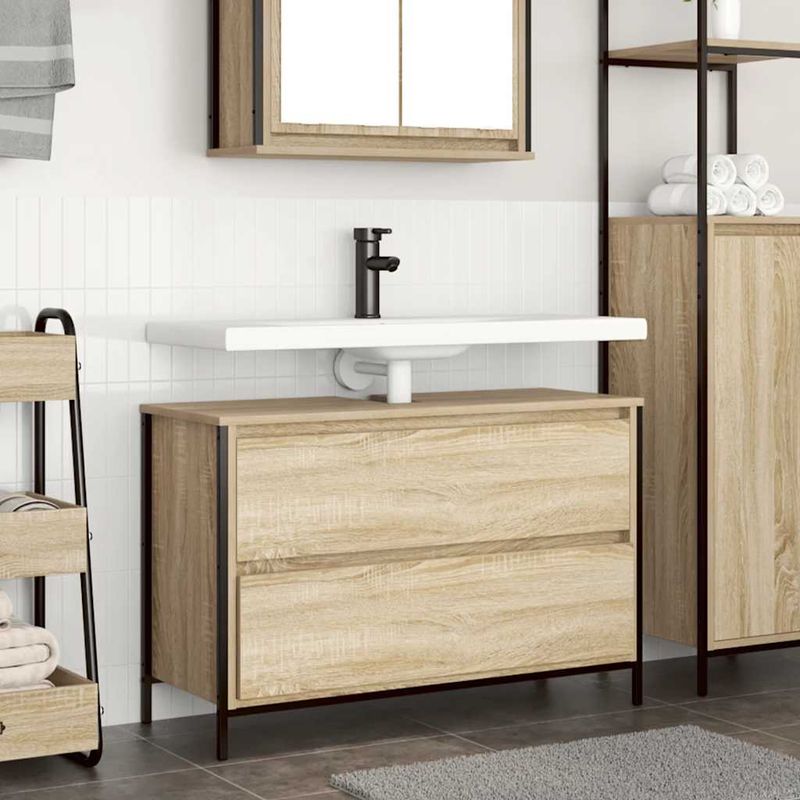 Casa si Gradina - Mobilier - Mobilier baie - Corpuri baie - Dulap pentru baie cu sertare Stejar Sonoma 90x34,5x60 cm - Infinity.ro