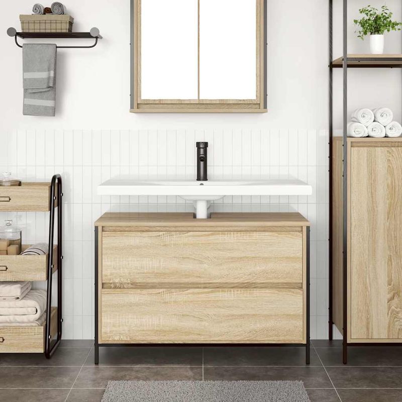 Casa si Gradina - Mobilier - Mobilier baie - Corpuri baie - Dulap pentru baie cu sertare Stejar Sonoma 90x34,5x60 cm - Infinity.ro