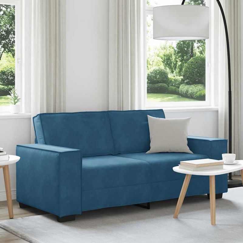 Casa si Gradina - Mobilier - Canapele si coltare - Canapele - Canapea cu 2 locuri, albastru, 140 cm, catifea - Infinity.ro
