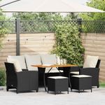Casa si Gradina - Gradina si terasa - Mobilier exterior - Seturi mobila gradina - Set mobilier de gradina cu perne, 6 piese, negru, poliratan - Infinity.ro