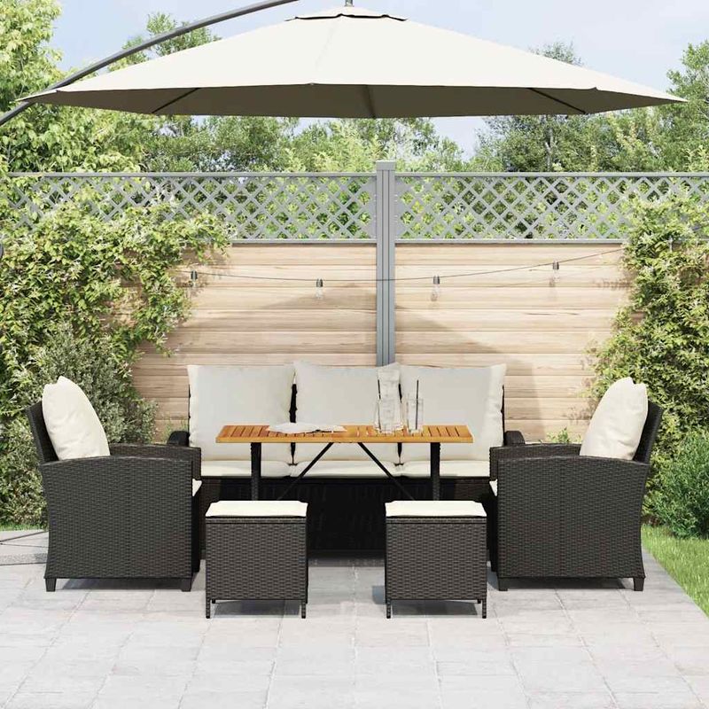 Casa si Gradina - Gradina si terasa - Mobilier exterior - Seturi mobila gradina - Set mobilier de gradina cu perne, 6 piese, negru, poliratan - Infinity.ro