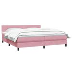 Casa si Gradina - Mobilier - Paturi si accesorii - Paturi - Pat box spring cu saltea, roz, 180x210 cm, catifea - Infinity.ro