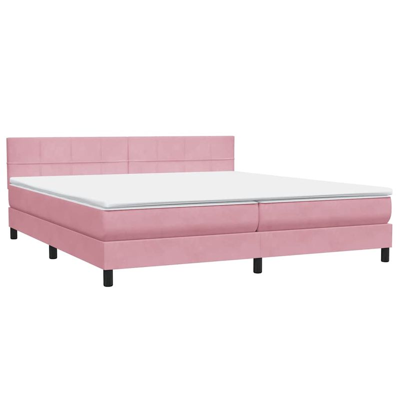 Casa si Gradina - Mobilier - Paturi si accesorii - Paturi - Pat box spring cu saltea, roz, 180x210 cm, catifea - Infinity.ro