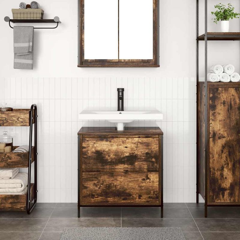 Casa si Gradina - Mobilier - Mobilier baie - Corpuri baie - Dulap pentru baie cu sertare stejar afumat 60x34,5x60 cm - Infinity.ro