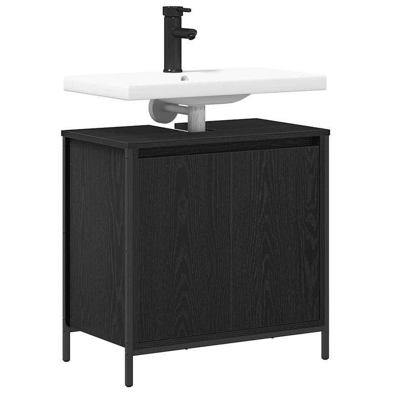 Casa si Gradina - Mobilier - Mobilier baie - Corpuri baie - Dulap pentru lavoar baie negru 60x34,5x60 cm - Infinity.ro