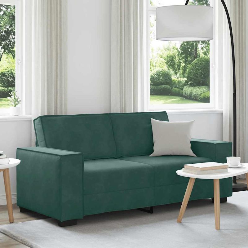 Casa si Gradina - Mobilier - Canapele si coltare - Canapele - Canapea cu 2 locuri, verde inchis, 140 cm, catifea - Infinity.ro