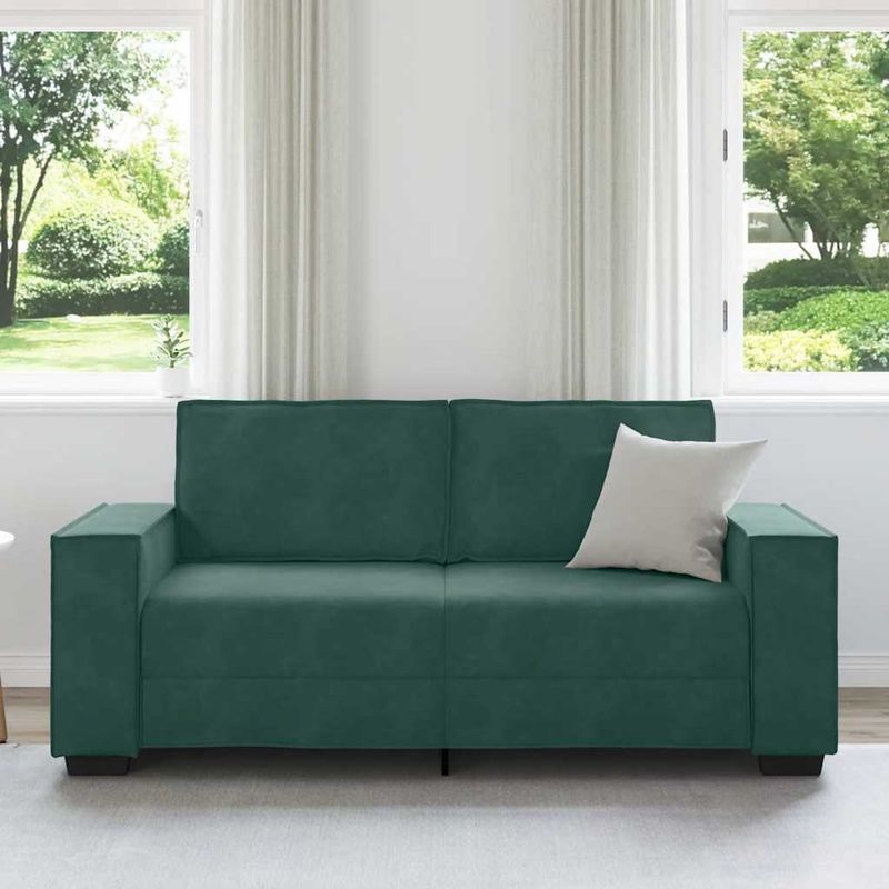 Casa si Gradina - Mobilier - Canapele si coltare - Canapele - Canapea cu 2 locuri, verde inchis, 140 cm, catifea - Infinity.ro