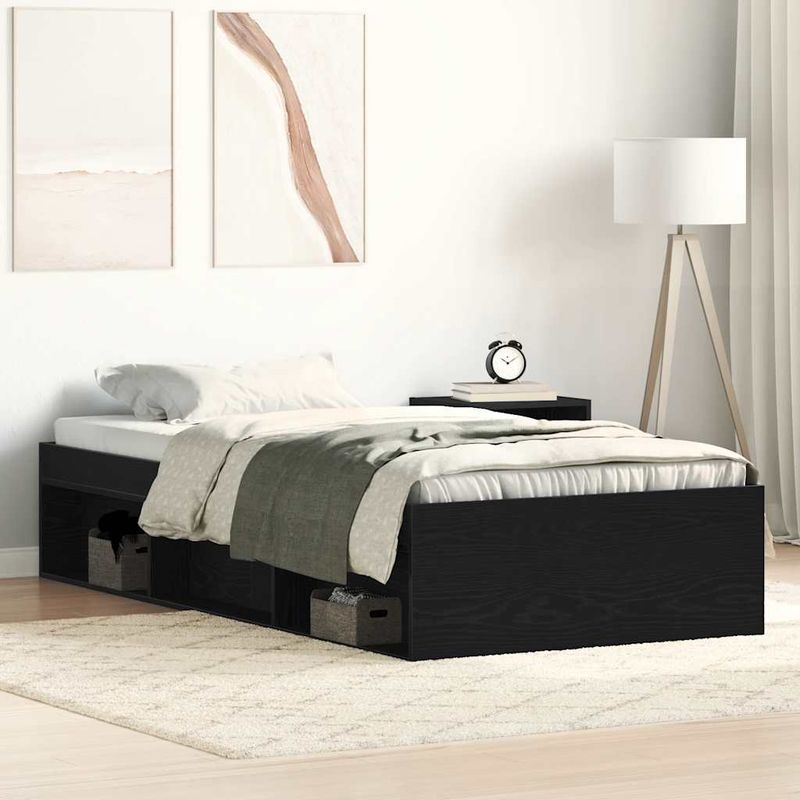 Casa si Gradina - Mobilier - Paturi si accesorii - Paturi - Cadru de pat fara saltea Stejar negru 90x200 cm Lemn prelucrat - Infinity.ro