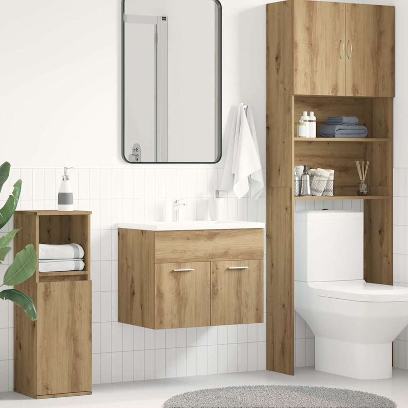 Casa si Gradina - Mobilier - Mobilier baie - Comode baie - Dulap chiuveta baie, stejar artizanal, 60x38,5x46 cm, lemn - Infinity.ro