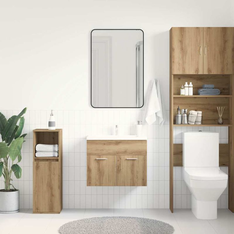 Casa si Gradina - Mobilier - Mobilier baie - Comode baie - Dulap chiuveta baie, stejar artizanal, 60x38,5x46 cm, lemn - Infinity.ro