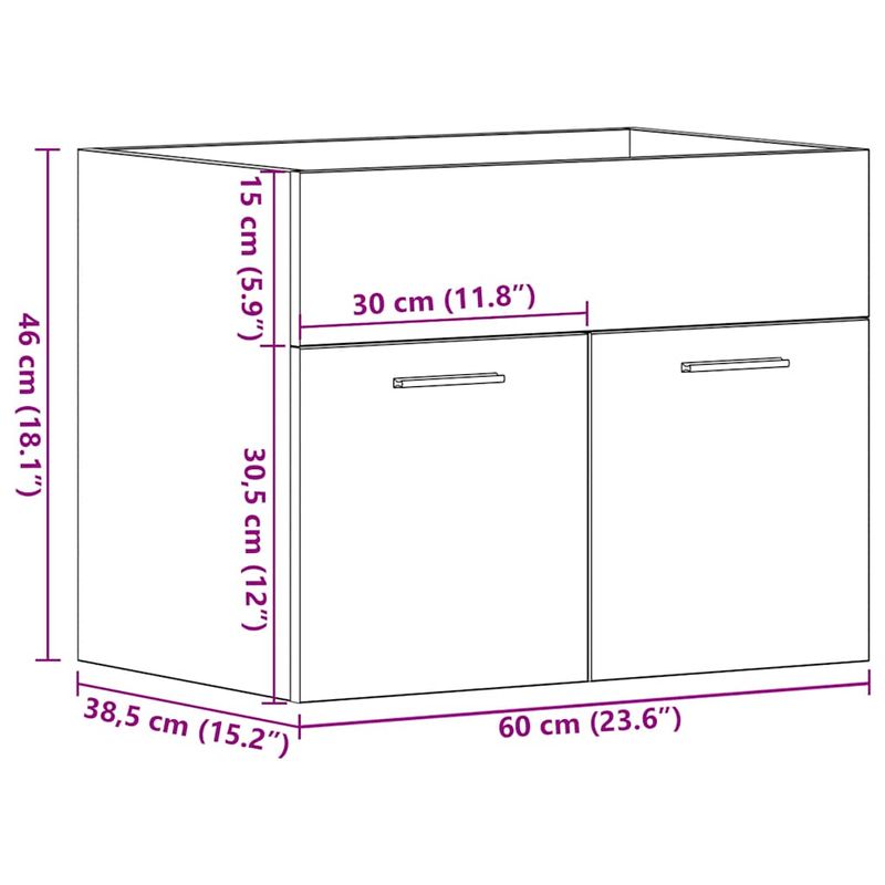 Casa si Gradina - Mobilier - Mobilier baie - Comode baie - Dulap chiuveta baie, stejar artizanal, 60x38,5x46 cm, lemn - Infinity.ro