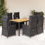 Casa si Gradina - Gradina si terasa - Mobilier exterior - Seturi mobila gradina - Set mobilier de gradina cu perne, 7 piese, negru, poliratan - Infinity.ro