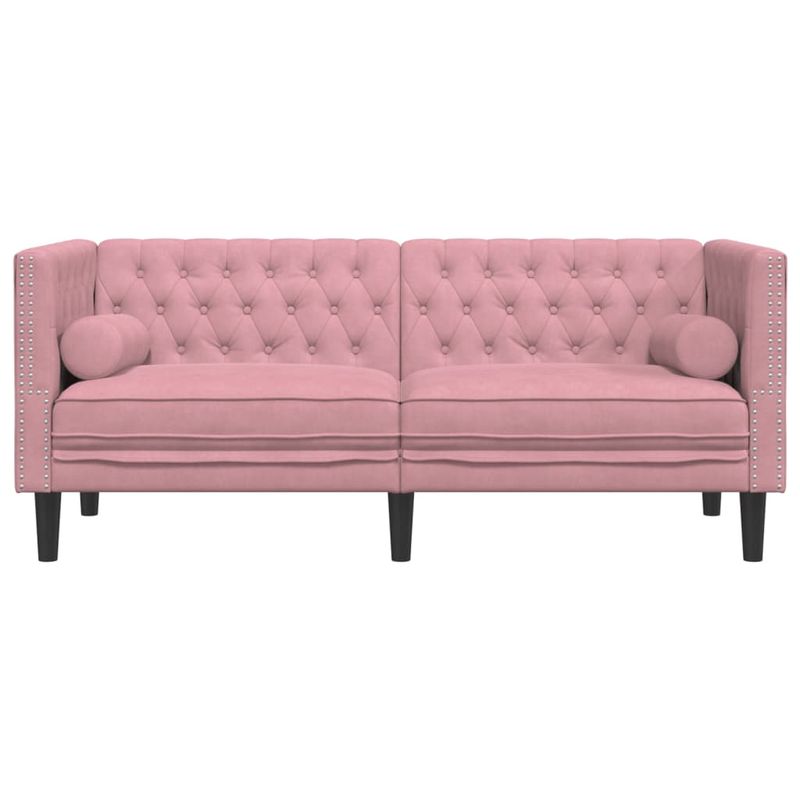 Casa si Gradina - Mobilier - Canapele si coltare - Canapele - Canapea Chesterfield cu pernute/2 locuri, roz, catifea - Infinity.ro