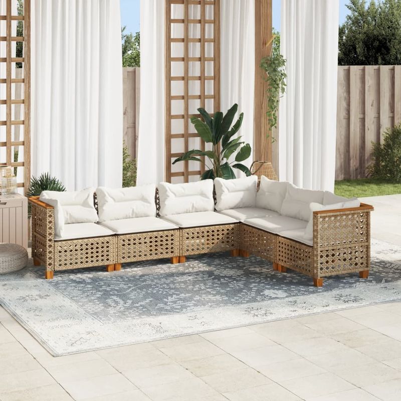 Casa si Gradina - Gradina si terasa - Mobilier exterior - Seturi mobila gradina - Set canapele de gradina cu perne, 6 piese, bej, poliratan - Infinity.ro