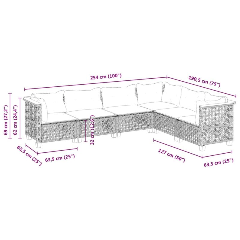 Casa si Gradina - Gradina si terasa - Mobilier exterior - Seturi mobila gradina - Set canapele de gradina cu perne, 6 piese, bej, poliratan - Infinity.ro