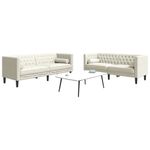 Casa si Gradina - Mobilier - Seturi de mobilier - Seturi living - Set canapele Chesterfield cu perne rulou 2 piese, crem, catifea - Infinity.ro