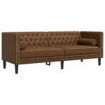 Casa si Gradina - Mobilier - Seturi de mobilier - Seturi living - Set canapele Chesterfield perne 2 piese maro piele intoarsa eco - Infinity.ro