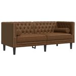 Casa si Gradina - Mobilier - Seturi de mobilier - Seturi living - Set canapele Chesterfield perne 2 piese maro piele intoarsa eco - Infinity.ro
