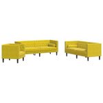 Casa si Gradina - Mobilier - Seturi de mobilier - Seturi living - Set canapele Chesterfield cu perne rulou 3 piese galben catifea - Infinity.ro