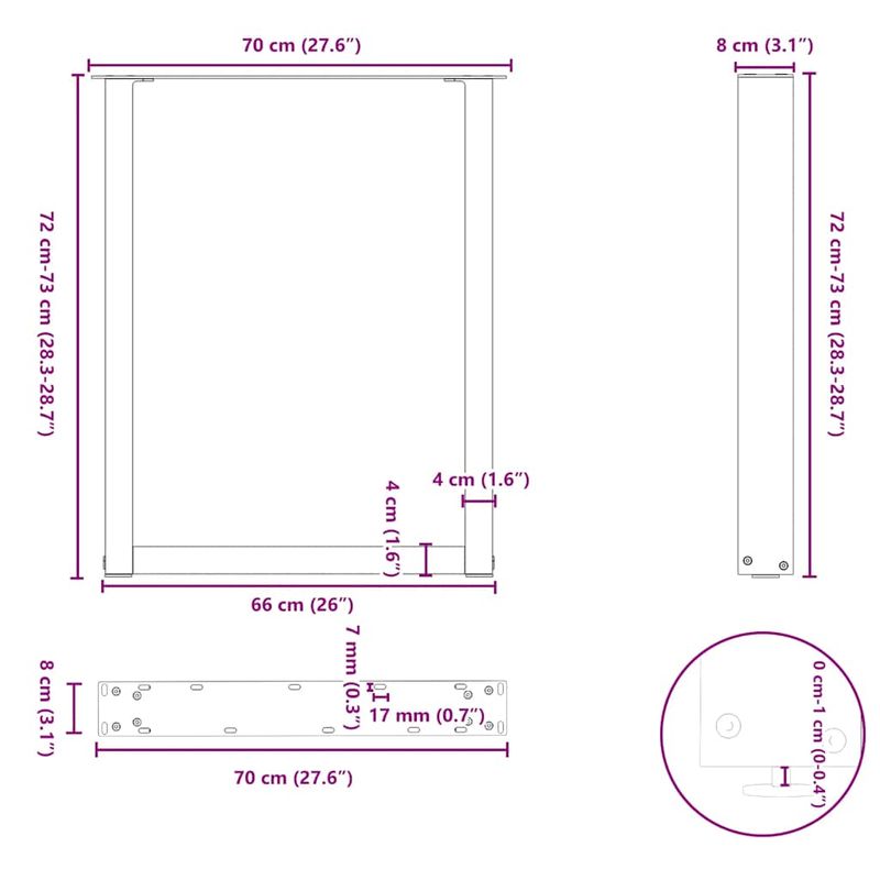 Casa si Gradina - Mobilier - Feronerie si accesorii mobila - Picioare pentru masa in forma de U 2 buc Otel natural Otel - Infinity.ro