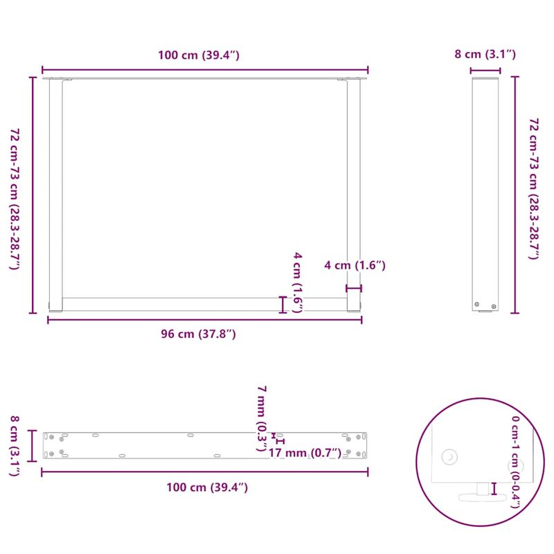 Casa si Gradina - Mobilier - Feronerie si accesorii mobila - Picioare pentru masa in forma de U 3 buc Otel natural Otel - Infinity.ro