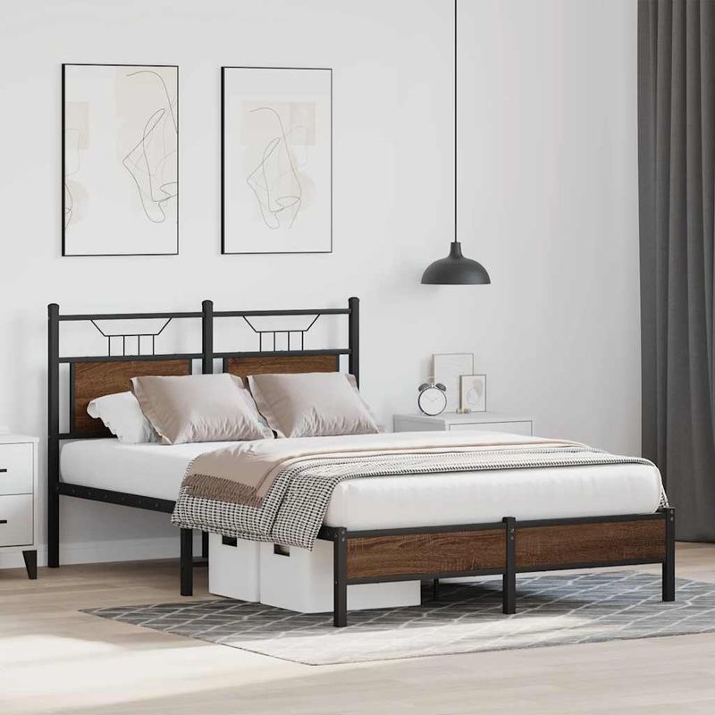 Casa si Gradina - Mobilier - Paturi si accesorii - Paturi - Cadru pat fara saltea stejar maro 120x200 cm, lemn prelucrat - Infinity.ro