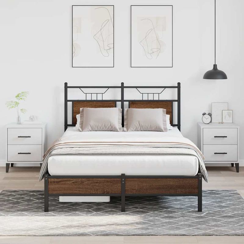 Casa si Gradina - Mobilier - Paturi si accesorii - Paturi - Cadru pat fara saltea stejar maro 120x200 cm, lemn prelucrat - Infinity.ro