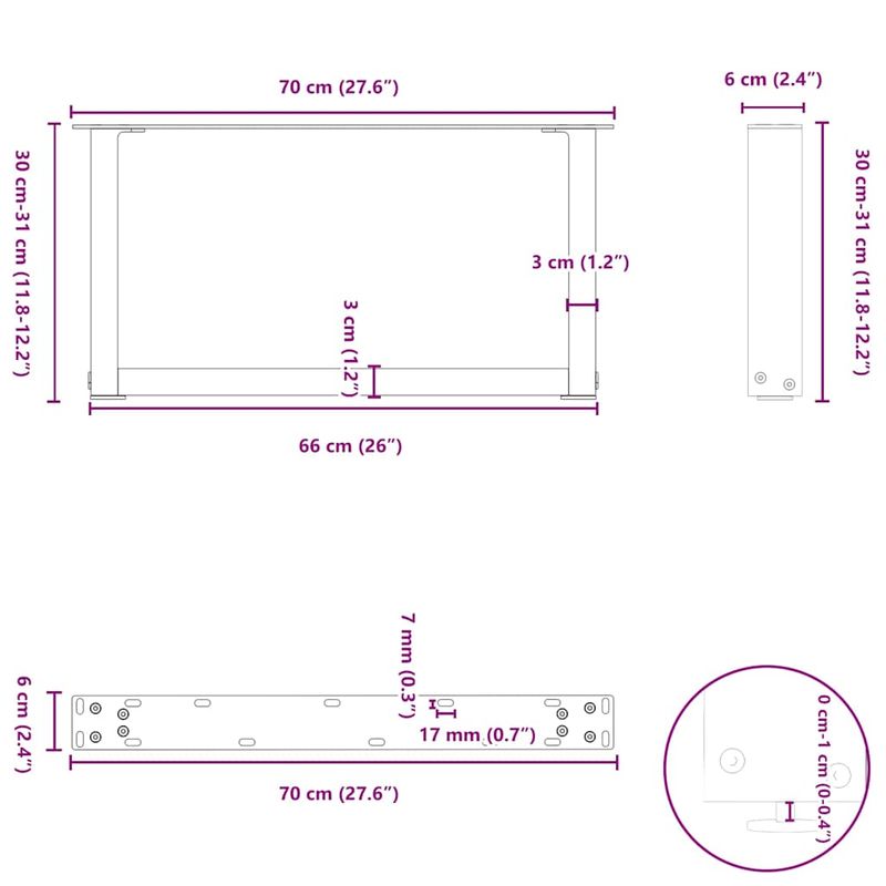 Casa si Gradina - Mobilier - Feronerie si accesorii mobila - Picioare pentru masuta de cafea in forma de U 2 buc Alb Otel - Infinity.ro