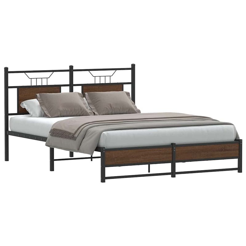 Casa si Gradina - Mobilier - Paturi si accesorii - Paturi - Cadru pat fara saltea stejar maro 140x200 cm lemn prelucrat - Infinity.ro