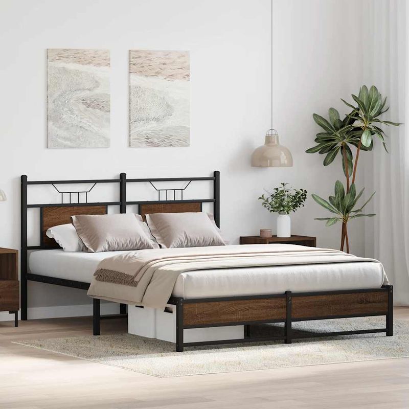 Casa si Gradina - Mobilier - Paturi si accesorii - Paturi - Cadru pat fara saltea stejar maro 140x200 cm lemn prelucrat - Infinity.ro