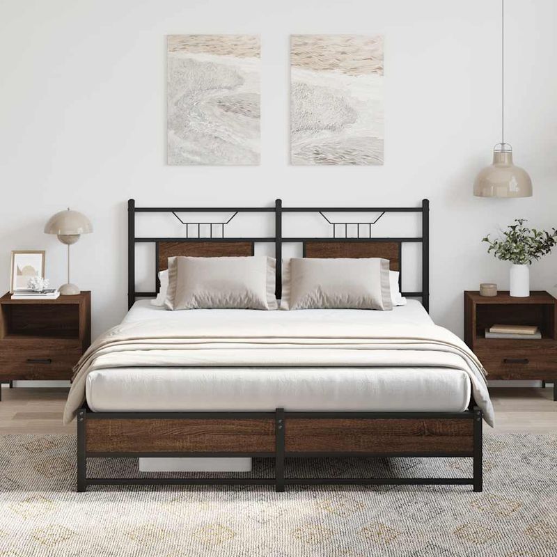 Casa si Gradina - Mobilier - Paturi si accesorii - Paturi - Cadru pat fara saltea stejar maro 140x200 cm lemn prelucrat - Infinity.ro