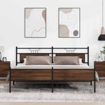 Casa si Gradina - Mobilier - Paturi si accesorii - Paturi - Cadru de pat metalic fara saltea, stejar maro, 200x200 cm - Infinity.ro