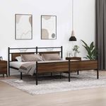Casa si Gradina - Mobilier - Paturi si accesorii - Paturi - Cadru de pat metalic fara saltea, stejar maro, 200x200 cm - Infinity.ro