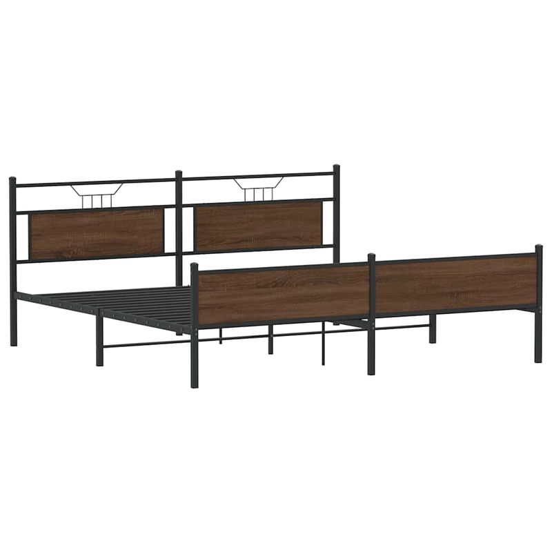Casa si Gradina - Mobilier - Paturi si accesorii - Paturi - Cadru de pat metalic fara saltea, stejar maro, 200x200 cm - Infinity.ro
