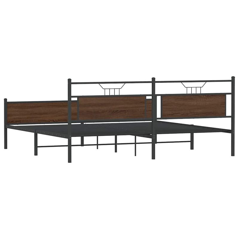 Casa si Gradina - Mobilier - Paturi si accesorii - Paturi - Cadru de pat metalic fara saltea, stejar maro, 200x200 cm - Infinity.ro