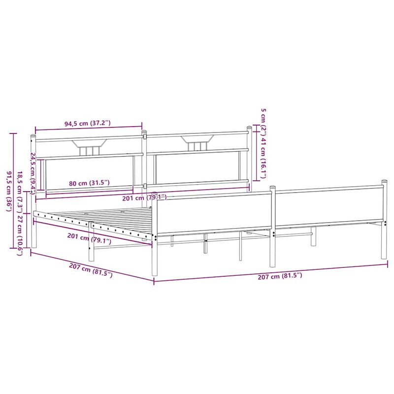 Casa si Gradina - Mobilier - Paturi si accesorii - Paturi - Cadru de pat metalic fara saltea, stejar maro, 200x200 cm - Infinity.ro