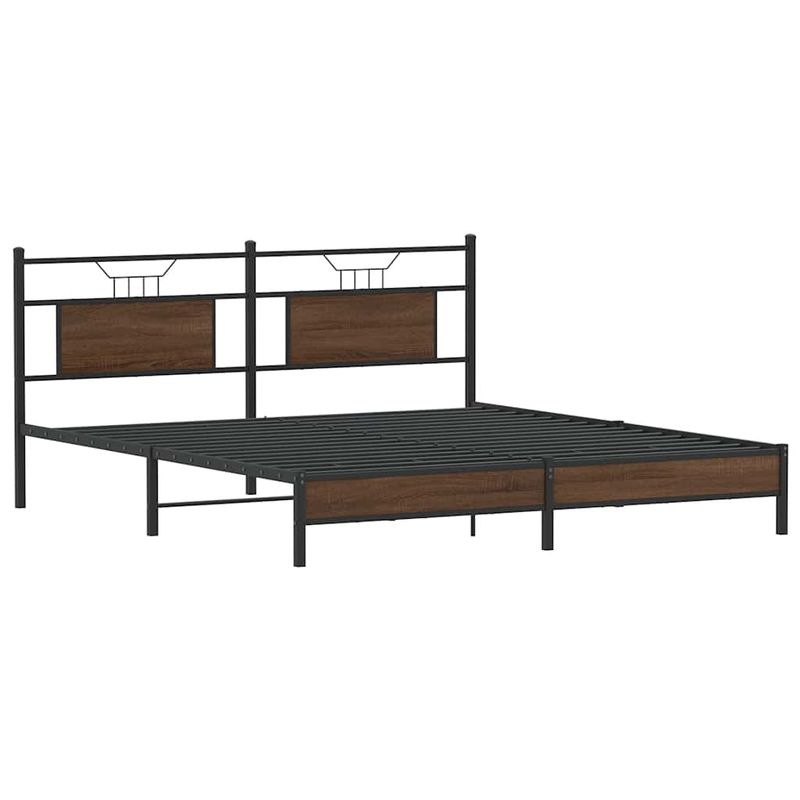 Casa si Gradina - Mobilier - Paturi si accesorii - Paturi - Cadru pat fara saltea Stejar maro 183x213 cm Lemn prelucrat, model cu tăblie de cap și tăblie de picioare joasă - Infinity.ro