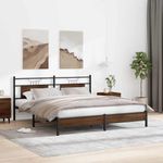 Casa si Gradina - Mobilier - Paturi si accesorii - Paturi - Cadru pat fara saltea Stejar maro 183x213 cm Lemn prelucrat, model cu tăblie de cap și tăblie de picioare joasă - Infinity.ro