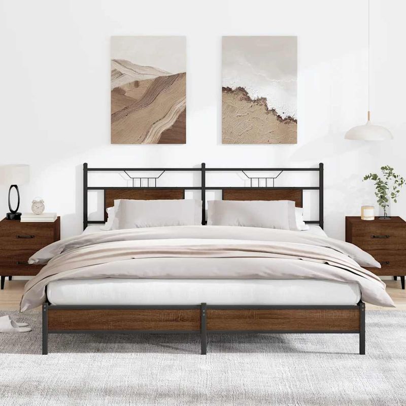Casa si Gradina - Mobilier - Paturi si accesorii - Paturi - Cadru pat fara saltea Stejar maro 183x213 cm Lemn prelucrat, model cu tăblie de cap și tăblie de picioare joasă - Infinity.ro