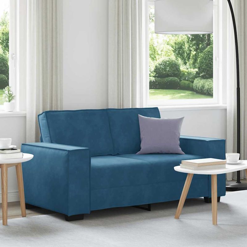 Casa si Gradina - Mobilier - Canapele si coltare - Canapele - Canapea cu 2 locuri, albastru, 120 cm, catifea - Infinity.ro