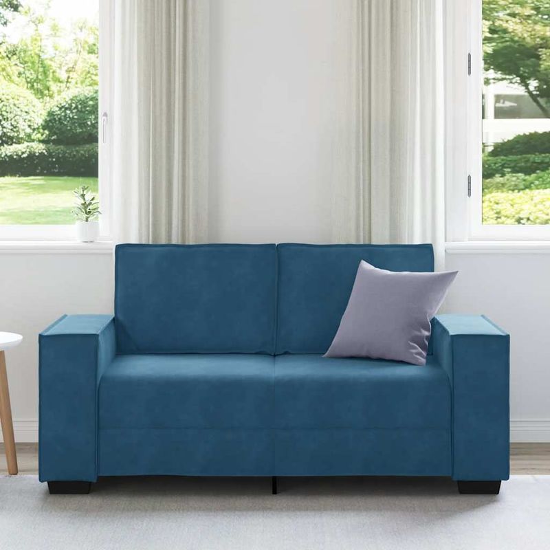 Casa si Gradina - Mobilier - Canapele si coltare - Canapele - Canapea cu 2 locuri, albastru, 120 cm, catifea - Infinity.ro