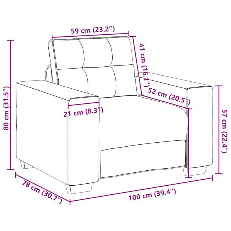 Casa si Gradina - Mobilier - Scaune si fotolii - Fotolii - Fotoliu canapea, gri inchis, 59 cm, material textil - Infinity.ro