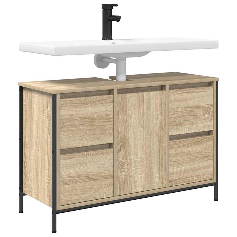 Casa si Gradina - Mobilier - Mobilier baie - Comode baie - Dulap pentru chiuveta cu sertare Stejar Sonoma 90x34,5x60 cm - Infinity.ro