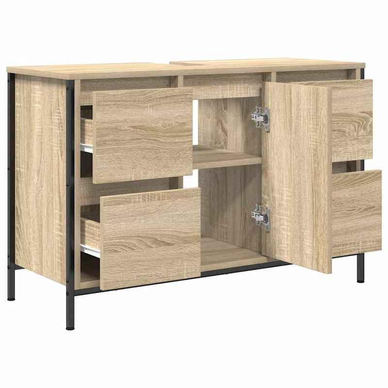 Casa si Gradina - Mobilier - Mobilier baie - Comode baie - Dulap pentru chiuveta cu sertare Stejar Sonoma 90x34,5x60 cm - Infinity.ro