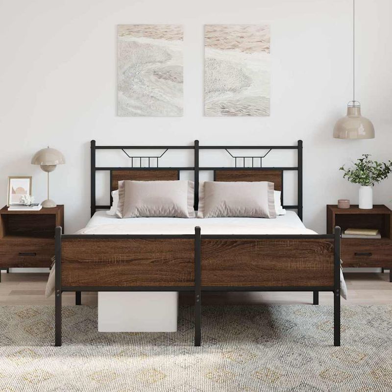 Casa si Gradina - Mobilier - Paturi si accesorii - Paturi - Cadru pat fara saltea stejar maro 150x200 cm lemn prelucrat - Infinity.ro