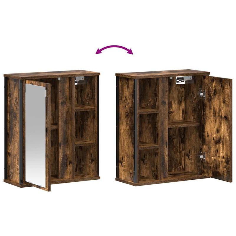 Casa si Gradina - Mobilier - Mobilier baie - Corpuri baie - Dulap de baie cu oglinda stejar afumat 50x21x60 cm - Infinity.ro