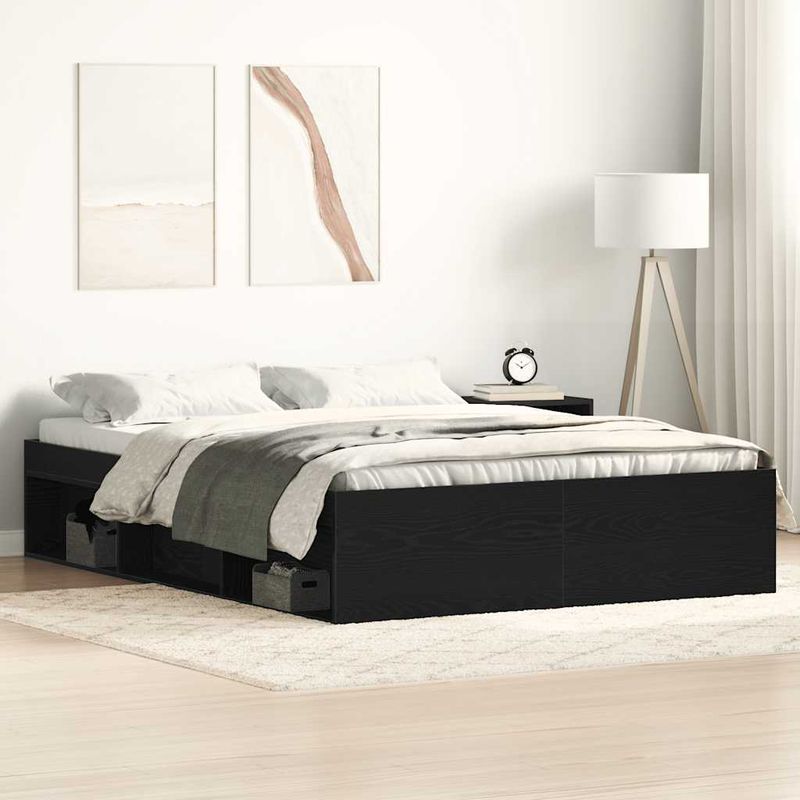 Casa si Gradina - Mobilier - Paturi si accesorii - Paturi - Cadru pat fara saltea, stejar negru, 140x200 cm, lemn prelucrat - Infinity.ro