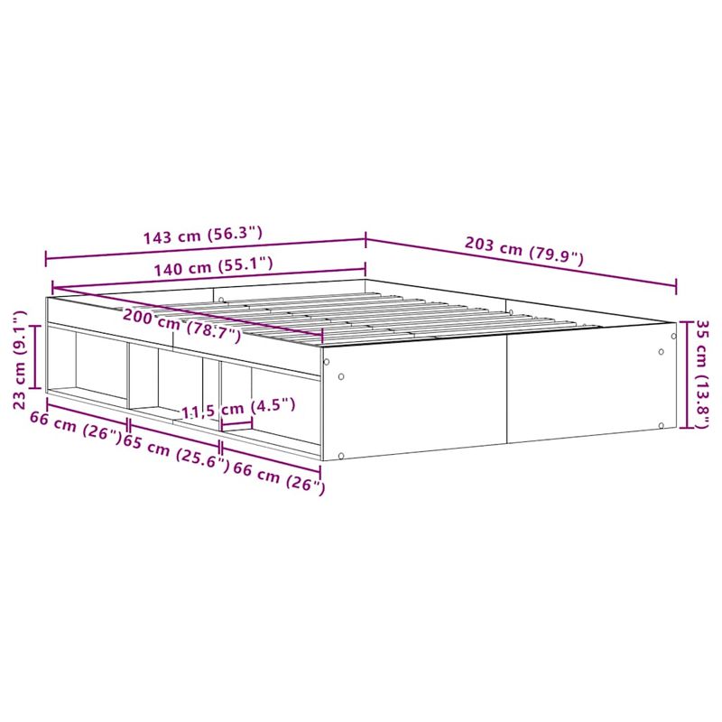 Casa si Gradina - Mobilier - Paturi si accesorii - Paturi - Cadru pat fara saltea, stejar negru, 140x200 cm, lemn prelucrat - Infinity.ro